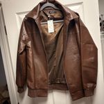 JACK Brown Leather Jacket Photo 1