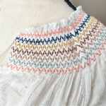 Madewell Rainbow Smocked Trapeze Mini Dress Kimono Floral Pale Parchment Large Photo 6