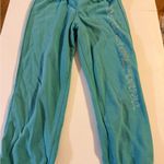 Hollister RARE VTG Y2K  Capri Teal Large Cuffed Pants Blue Logo Women’s Blue Photo 0
