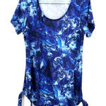 Soma  Size Medium Hip Tie Scoop Neck Short Sleeve Top Blue White Tie Dye‎ Photo 0