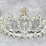 None Silver Rhinestone Crown Tiara Clip Hair Bridal Accessories Fashion Jewlery JB2-3 Photo 0