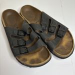 Betula Black Leather Triple Strap Cork Footbed Sandals Women's Size 39 5.5 Photo 0
