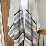 Simply Noelle  open front cardigan wrap poncho gray stripe cream blue olive Photo 0