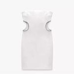 ZARA NEW WHITE STRAPLESS CUT OUT RHINESTONE MINI DRESS Women’s Size Medium Photo 3