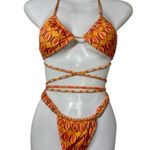 ZARA Pumpkin Inverted Bikini Set with Criss-Cross Straps and Thong Bottom Photo 0