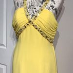 Fire & Ice Vintage y2k Colorful Coquette Embellish Formal Evening Prom Chiffon cutouts Aline Bright Coastal Beads Solid Minimalist Yellow Size L Photo 1