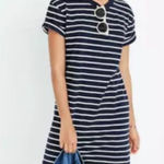Madewell  navy striped v-neck knit T-shirt dress Photo 0