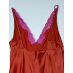Victoria's Secret Vintage Silk Chemise Slip Dress Coral Pink Lace V Neck M Photo 6
