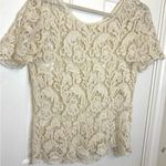 Source Unknown Boho Lace Crochet Top Ivory Scallop Hem Sheer Floral Festival Romantic Small Photo 2