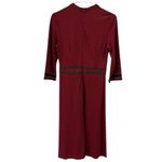 Homeyee Burgundy Black Crew Neck 3 Quarter Sleeve A Line Zip Back Midi Dress S Red Photo 9