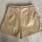DO+BE Faux Leather Tan High Waist Belted Shorts Photo 1