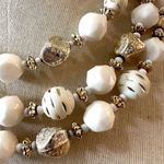West Germany white and gold tone vintage triple strand necklace Photo 1