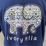 Ivory Ella  T-Shirt Womens M Short Sleeve Crew Neck Pocket Graphic Blue Cotton Photo 2