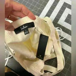 Lulus NWT  Ribbed cross back bodysuit in cream size L Photo 5