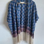 Abercrombie & Fitch Rare Blue Katina Kimono Fringe Robe Top Womens One Size Photo 1