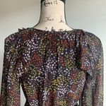 Joie  Floral Silk Long Sleeve Black Dress Size Small Photo 12