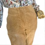 MARGARET GODFREY TAN SUEDE WHIP STITCH W/FLORAL DESIGN FLARE LEG PANTS (10) Photo 9