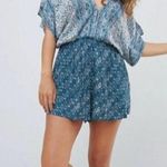 Free People  Blue Printed Arizona Short Sleeve Romper Size: S Photo 0