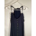 Miss Me  Dress Buttons Sleeveless Blue Classic Preppy Small Ruffle Photo 2