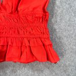 Sim & Sam Paolina Red Crop Top Smocked Strappy Ruffled Tiered Size Small Tie Bow Photo 1