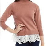 Roller Rabbit  cotton cashmere combination eyelet sweater fall mauve pink white Photo 0