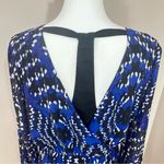 Adelyn Rae Faux Wrap Print Shirt Dress Size M Blue Black Open T Back Photo 8