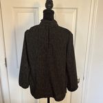 Prologue Dark Chocolate Blouse with Green Leaf Print. Photo 4