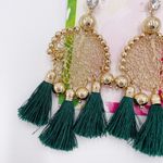 Lilly Pulitzer NEW Sea Dreamer Earrings in Evergreen Gold Tassels Boho Preppy Photo 3