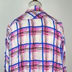 Johnny Was NWOT  Plaid Rayon Soft Long Sleeves Oversized Shirt Blouse Size S Photo 5
