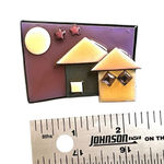 House Pins by Lucinda Mixed Media Moon & Houses Brooch Photo 6