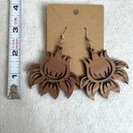 Wooden Flower Cutout Earrings Brown Photo 2