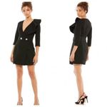 Mac Duggal  55692 Sheath Black Mini Dress Ruffles Plunging V Neck Size 2 NWT Photo 1