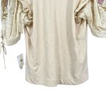 Anthropologie By Embroidered Elbow Puff-Sleeve Top size XL Cream Floral NWT Photo 9