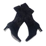Chico's new Chicoβs π Italia Tall Suede Embroidery Heeled Boot Boots π Black π Size 6 Photo 4