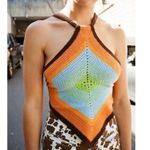 House Of Sunny Top Old Town Handkerchief Knit Halter Open Photo 9