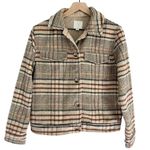 Joie Wool Women’s Button Front Pockets Plaid Jacket Shacket Tan Brown Size Small Photo 1