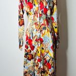 ZARA  Gold and Green Satin Floral Maxi Shirt Dress Photo 0
