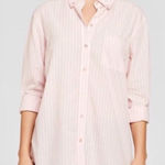 Equipment  Femme Button-Down Long Sleeve Shirt Top Blouse Stripe Pink Size Medium Photo 0