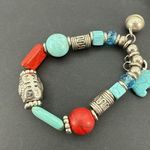 Lot of 4 Vintage Bracelets Turquoise Beaded Lot Stretchy And Magnetic Blue Photo 8
