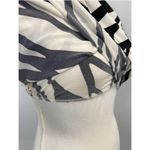 Xxi Geometric Print Sleeveless Pleated Racerback Dress Cream Black Small Photo 6