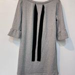Modcloth Spiffed Up Saturday Shift dress Light Grey Mini Sweater dress XS ruffle Photo 4