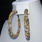 Silver and Gold Chunky Sparkle Hoop Earrings Gold Photo 2