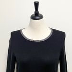 Brooks Brothers Black Gray Knit Silk Top Blend Large Stripe 3/4 *Runs Small Photo 1