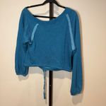 Lovers + Friends  Off Shoulder Sweater Cropped Teal Blue Size Small Photo 4