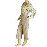 Loft TAN & BLACK CROPPED WIDE LEG PLAID TROUSERS (10) Photo 6