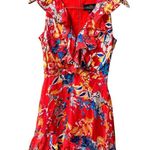 Saloni Cece Sleeveless Ruffle Silk Tiered Floral Print Red Mini Dress 2 Photo 4