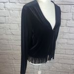 My Michelle  Black Velvet Long Sleeve Fringe Evening Dressy Goth Cardigan Large Photo 2