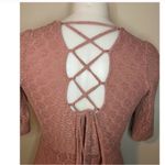 Love, Fire  Fit and Flare Dress Woman’s size large Lace up back Dusty Rose Photo 14