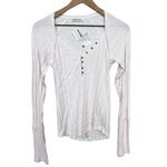 Free People NWT  Wild Hearts Long Sleeve Henley Blush Pink Shirt Size Medium Photo 1