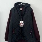 Canada Weather Gear NWT quilted black zipper jacket maroon sweater sleeves hood Photo 0